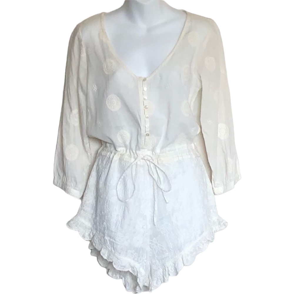 Sea Gypsies Embroidered Boho Romper Sz S
